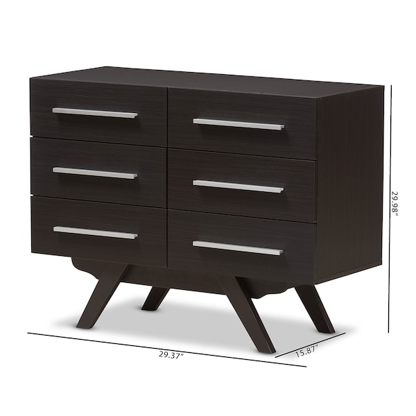 Auburn Espresso Brown Finished Wood 6-Drawer Dresser